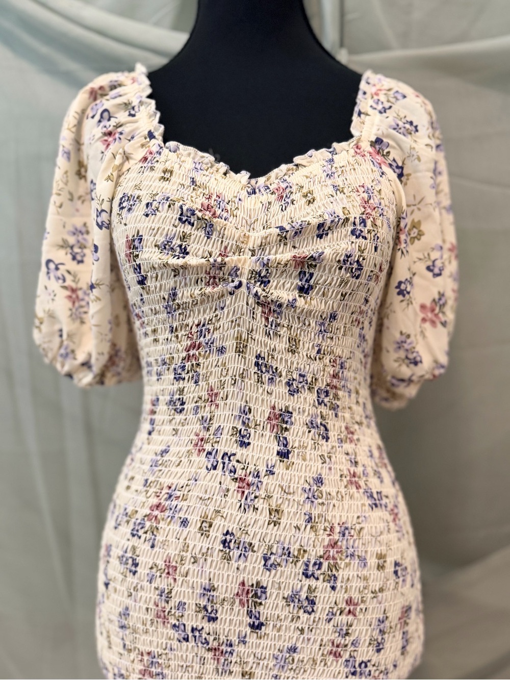 Floral Smocked Puff Sleeve Mini Dress